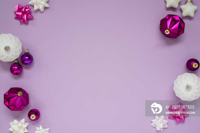 Purple Christmas Background, Copy Space For Your Text, Flat Lay