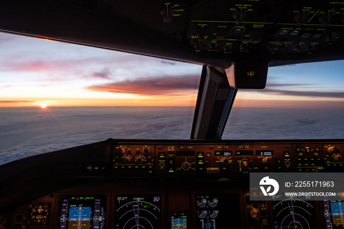 Flugzeug cockpit während des Fluges