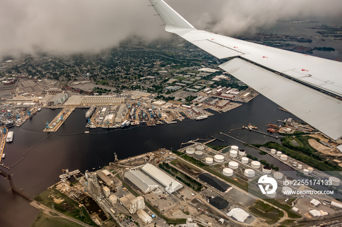 landing on a cloudy day at norfolk virginia airport