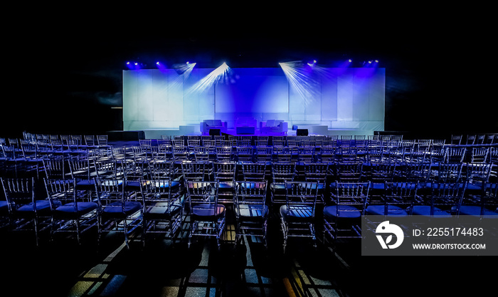 empty chairs in large Conference hall for Corporate Convention or Lecture