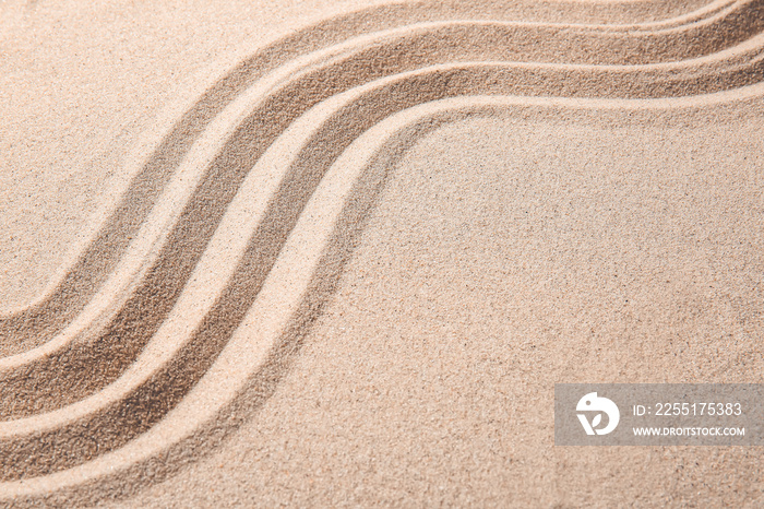 Texture of sand with lines. Zen concept