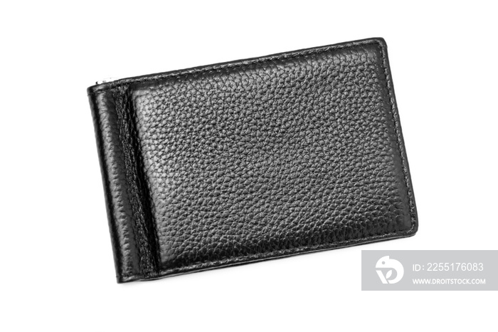 Black leather new trendy wallet on isolated background