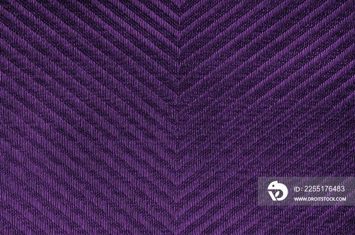 Closeup ultra violet color fabric herringbone pattern sample texture backdrop. Ultra Violet,purple fabric herringbone pattern,strip line pattern .design,upholstery for decoration interior design.