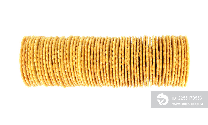 a row of round cracker isolated on transparent background png file