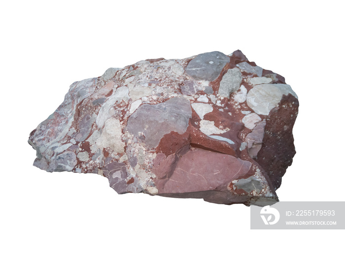 Conglomerate stone isolated on white background with clipping path.