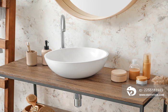 Sink in interior of modern stylish bathroom