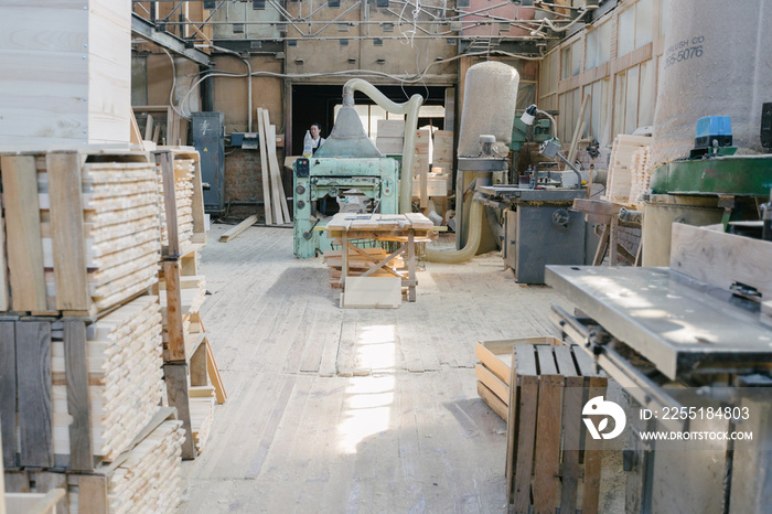 Interior of a carpentry woodshop office