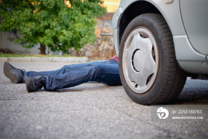 Dead pedestrian after a car accident