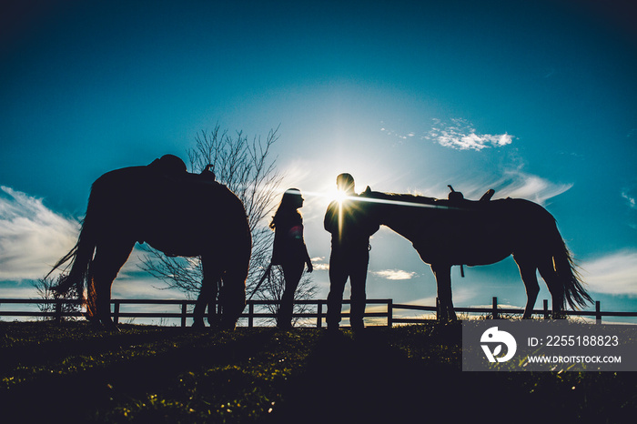 Couple on Farm Silhouette