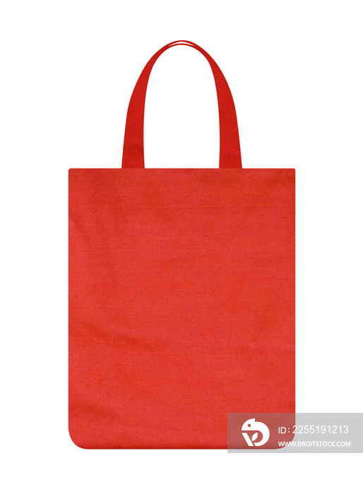 Red canvas tote bag isolated on white background with clipping path. Mockup for design