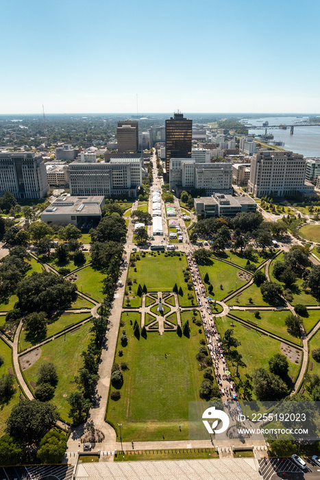 Aerial view of Baton Rouge from the State Capitol