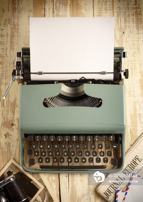 vintage typewriter journalism top table view