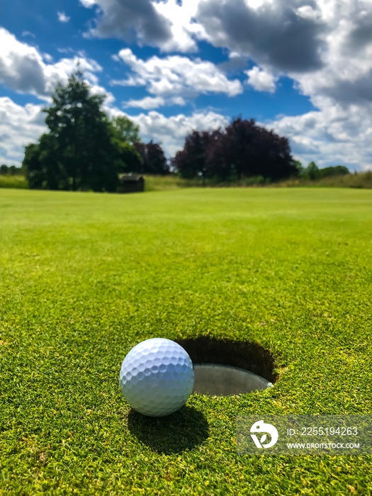 White golf ball on tee