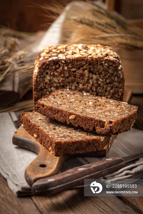 Whole Grain rye bread with seeds.