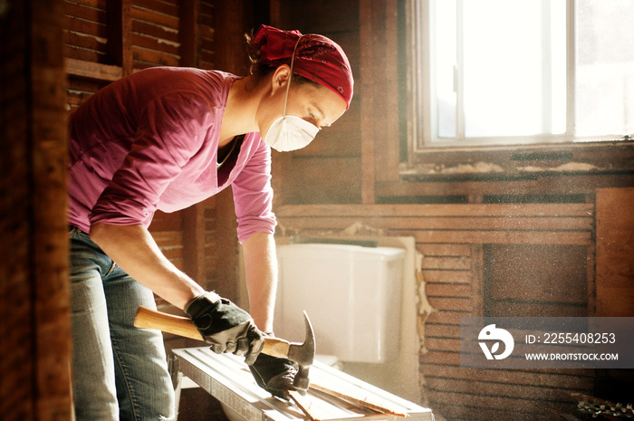 Female worker working at home