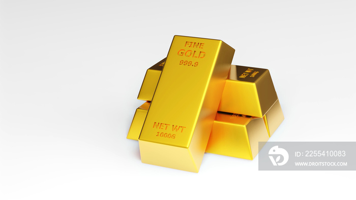 3d render of gold brick gold bar Financial concept, studio shots