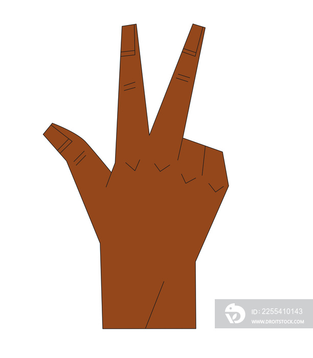 Diverse Hand Signals Number 3 ASL Dark Medium Skin Tone