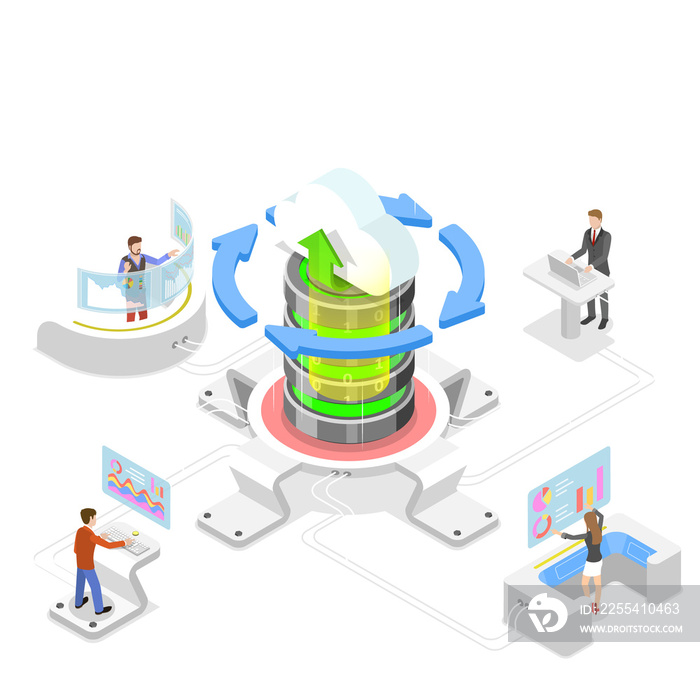 Isometric flat  concept of data recovery services.