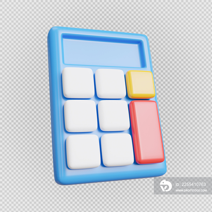 3d render of calculator on transparent background.