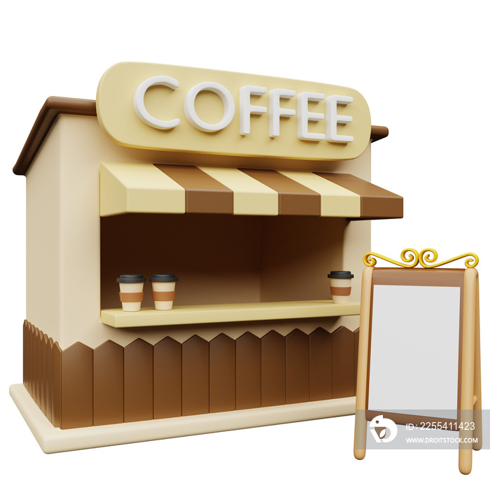 3D Cafe Corner Illustration