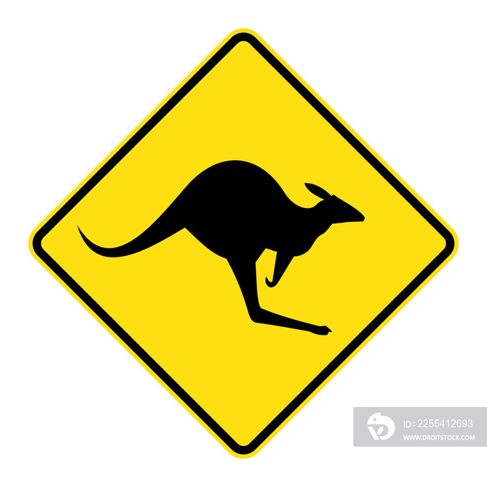 Kangaroo crossing road sign