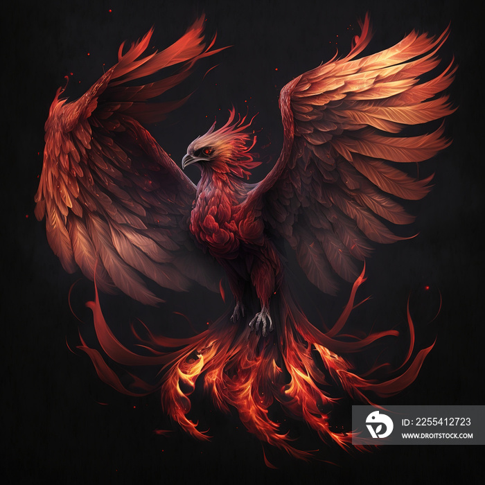 Flaming phoenix bird