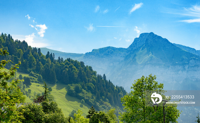 View of mountain in Haute Savoie, Alps, France