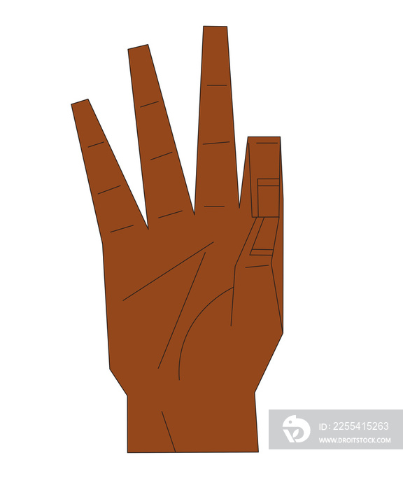 Diverse Hand Signals Number 9 ASL Dark Medium Skin Tone