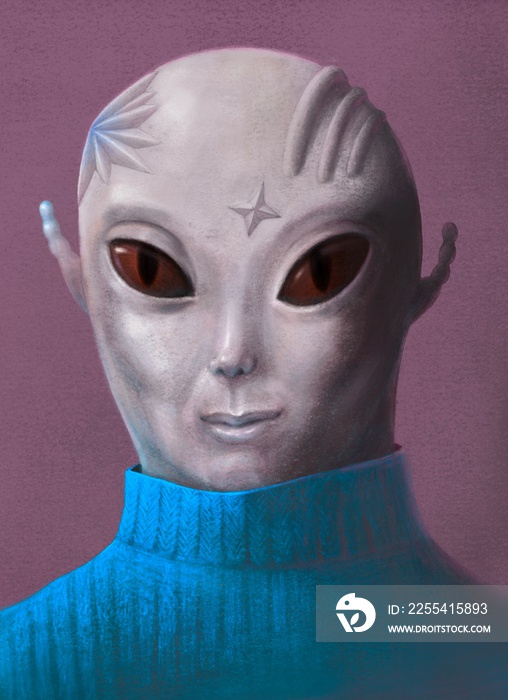 Alien portrait illustration