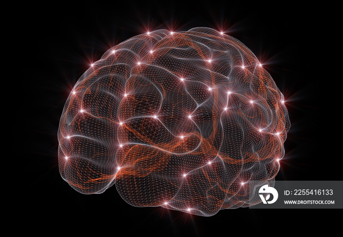 3D rendering of a conceptual image representing neural networks in artificial intelligence