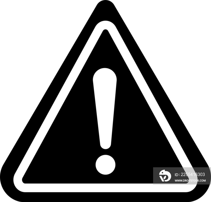 Exclamation mark icon in black colors. Caution symbol in triangle.