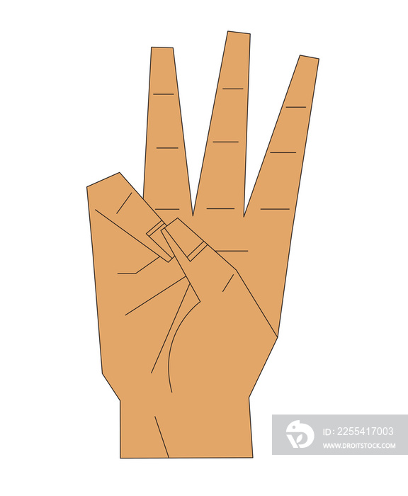 Diverse Hand Signals Number 6 ASL Medium Skin Tone