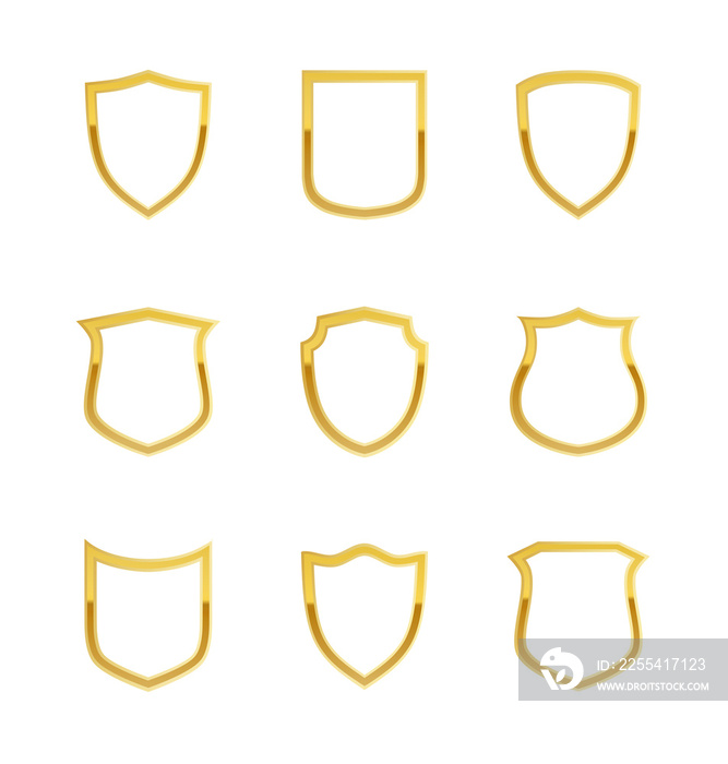 gold outline shield logo collection (transparent) - illustration