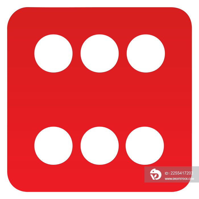 Red dice number 6 PNG image.