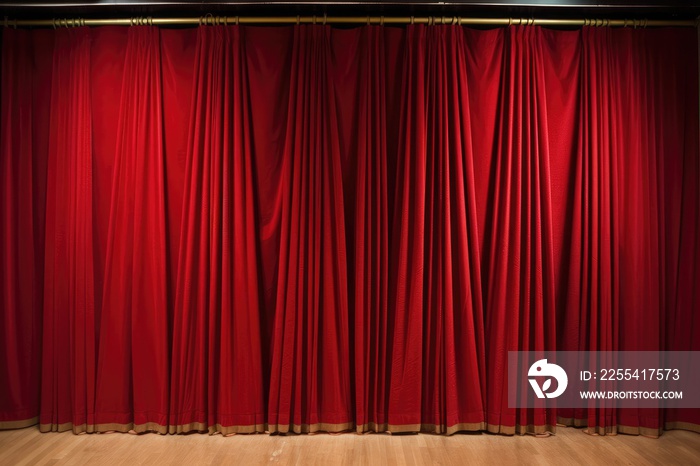 red theater curtain with spotlight