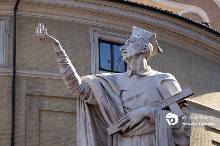 Statue of Saint Charles Borromeo by Attilio Selva, Basilica dei Santi Ambrogio e Carlo al Corso, Rome, Italy