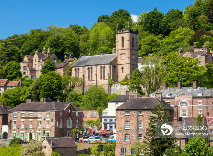 Looking across Ironbridge Gorge including St Lukes church