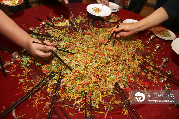 Yee sang, a special dish during Chinese New Year