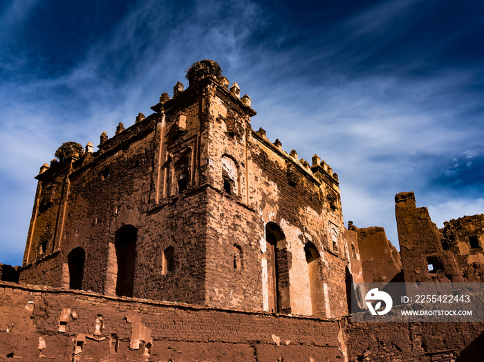 Telouet Kasbah, a Kasbah along the former route of the caravans from the Sahara over the Atlas Mountains to Marrakech, built in the 18th and 19th centuries.