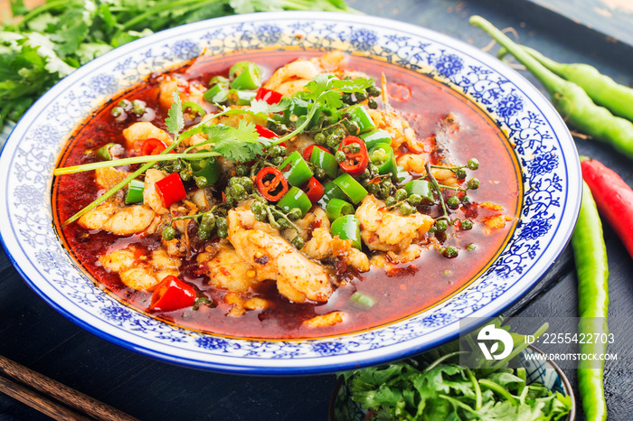 A Chinese delicacy: boiled fish