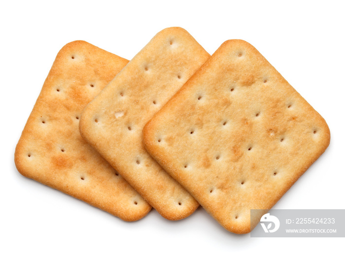 Dry cracker cookies isolated on white background cutout