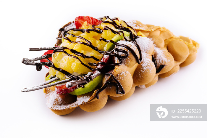 Hong kong or bubble waffle with ice cream