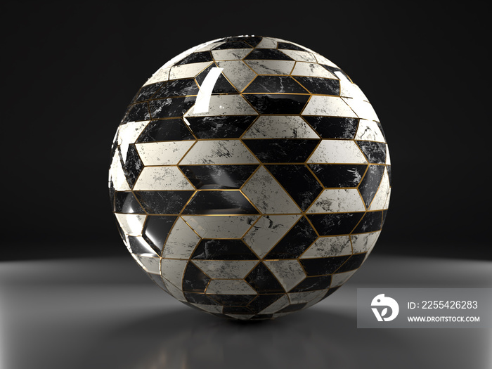 Tiled sphere with golden seams