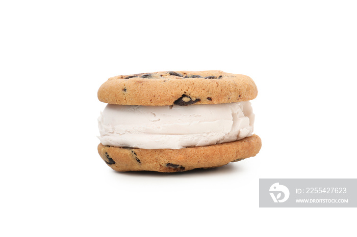 Cookies with ice cream isolated on white background