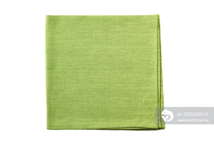 Pale green folded textile napkin on white