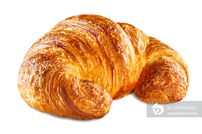 freshly baked croissant isolated on white background