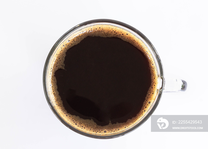 Closeup americano coffee on white background