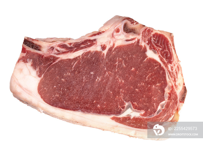 Raw fresh Rib eye steak beef isolated on white background, Close-up view of marble Rib eye steak beef for steak on white PNG file.