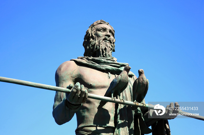 Guanches chief Anaterue statue at Candelaria Tenerife Canary Islands Spain who were the original aboriginal Berber inhabitants and is a popular travel destination tourist landmark attraction