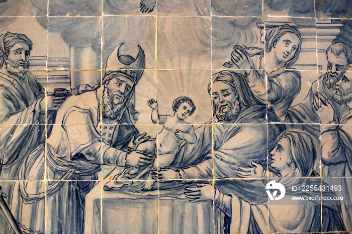 Azulejo in Nossa Senhora da Purificao’s church : Jesus’s circumcision